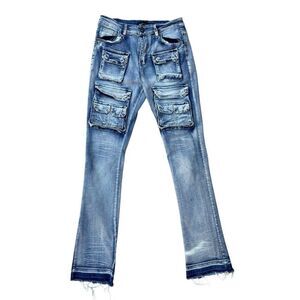 Waimea Stacked Fit Jeans Women’s 18 Frayed Hem Streetwear Grunge Cargo